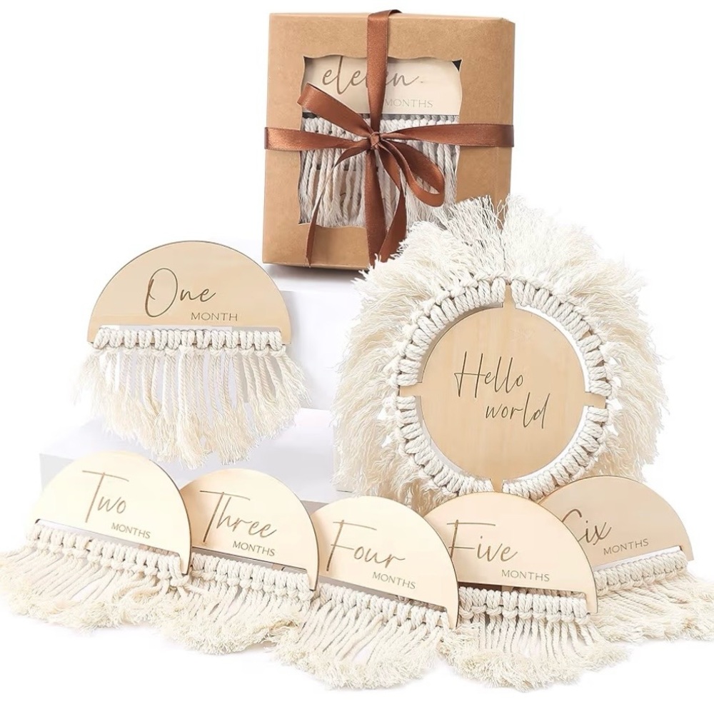Cream Macrame Monthly Milestone Set